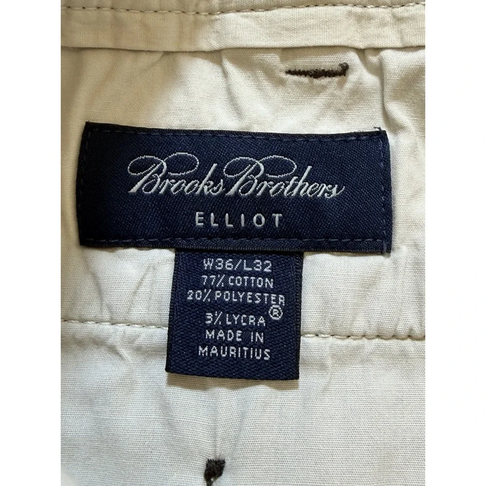 Brooks Brothers Elliot Mens 36x32 Brown Pleated Cuffed Stretch Chino Pants